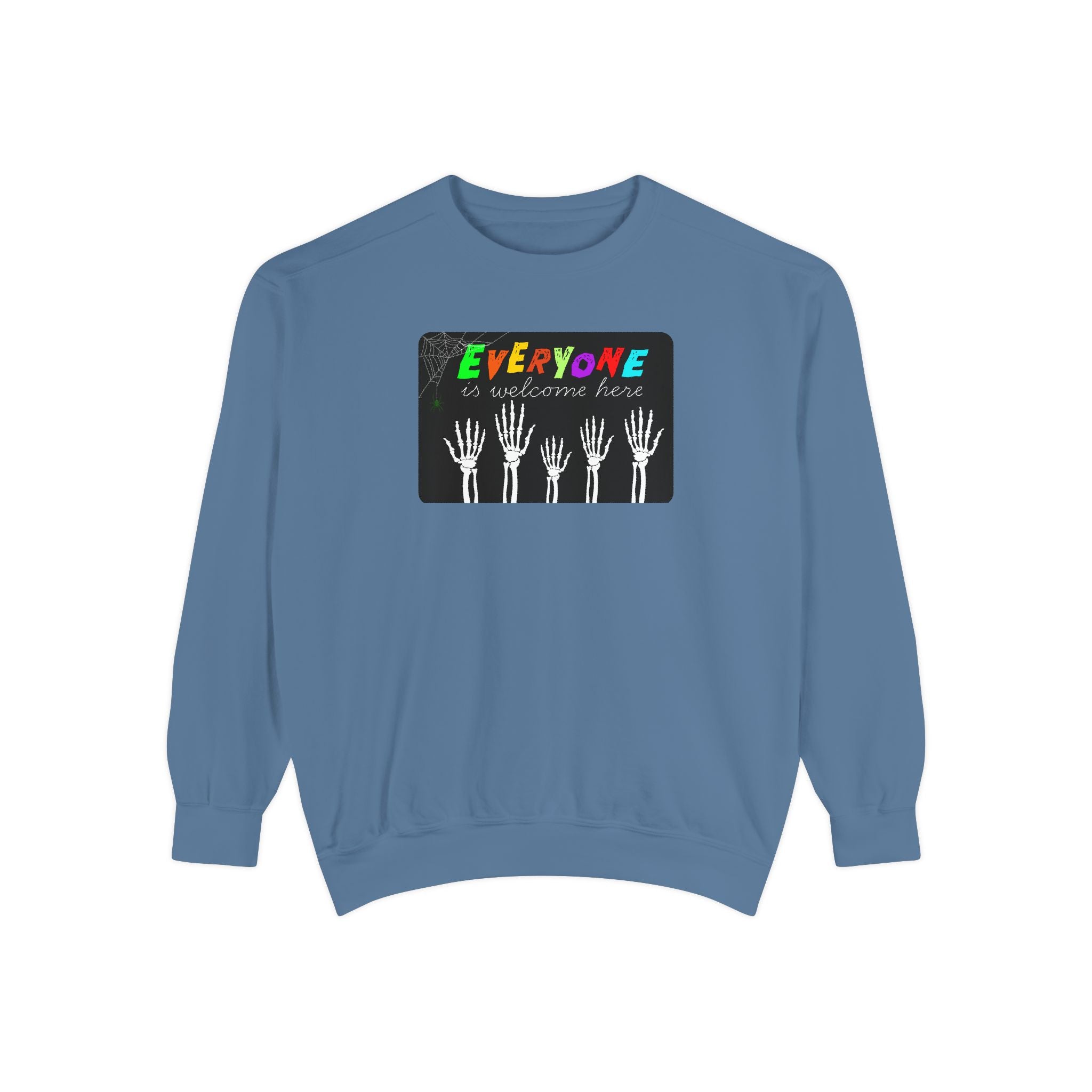Everyone Is Welcome Here Skeleton Halloween Sweatshirt