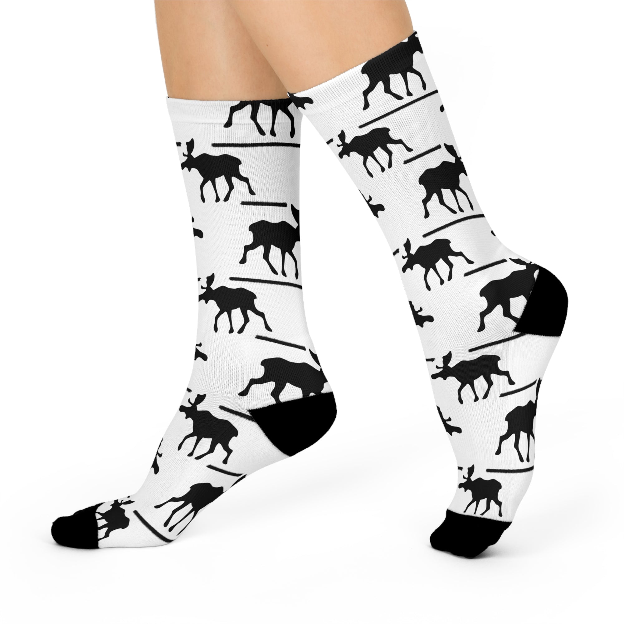 Fun Moose Crew Socks - Cushioned Design for Comfort and Style