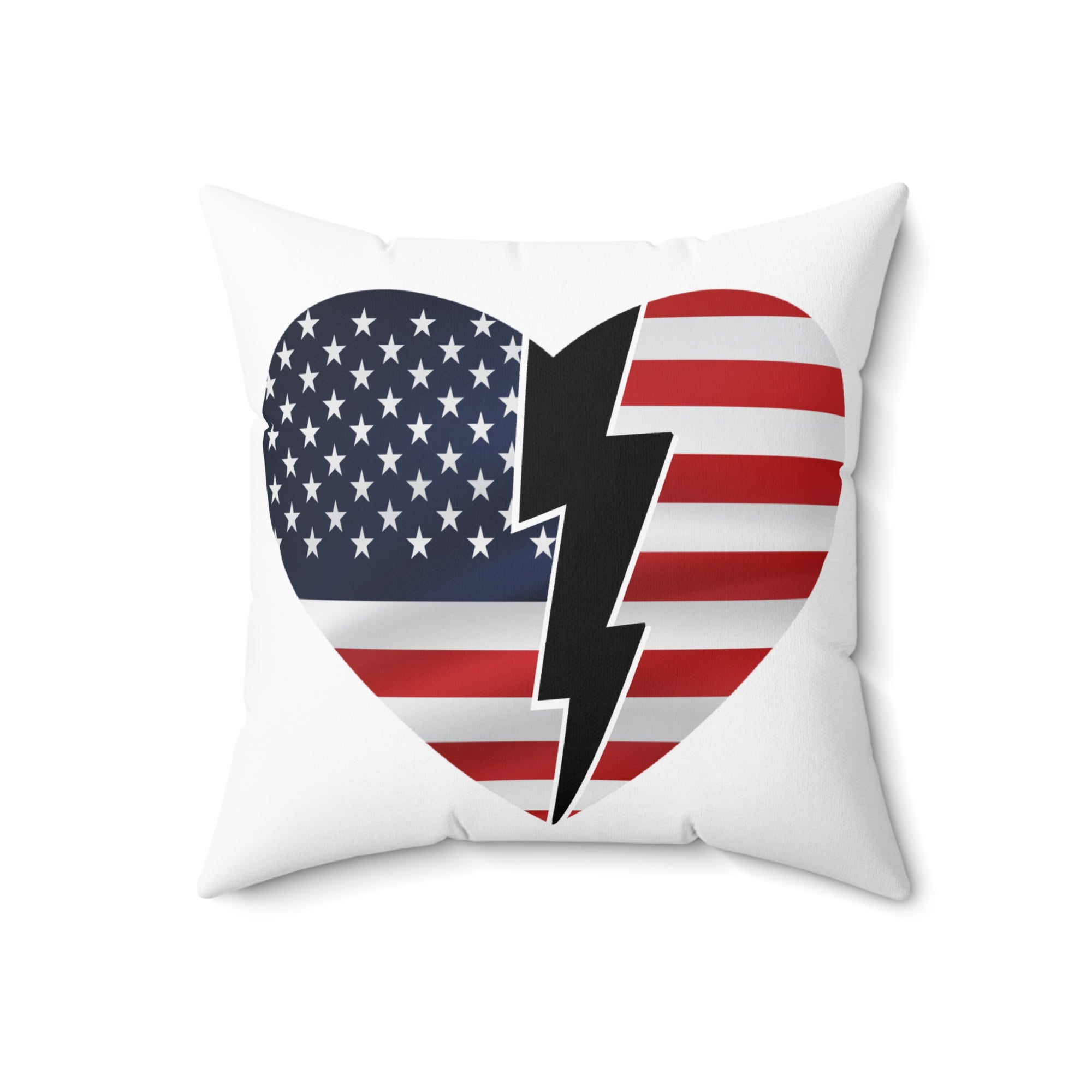 Patriotic Square Pillow - USA Heart & Peace Sign Design