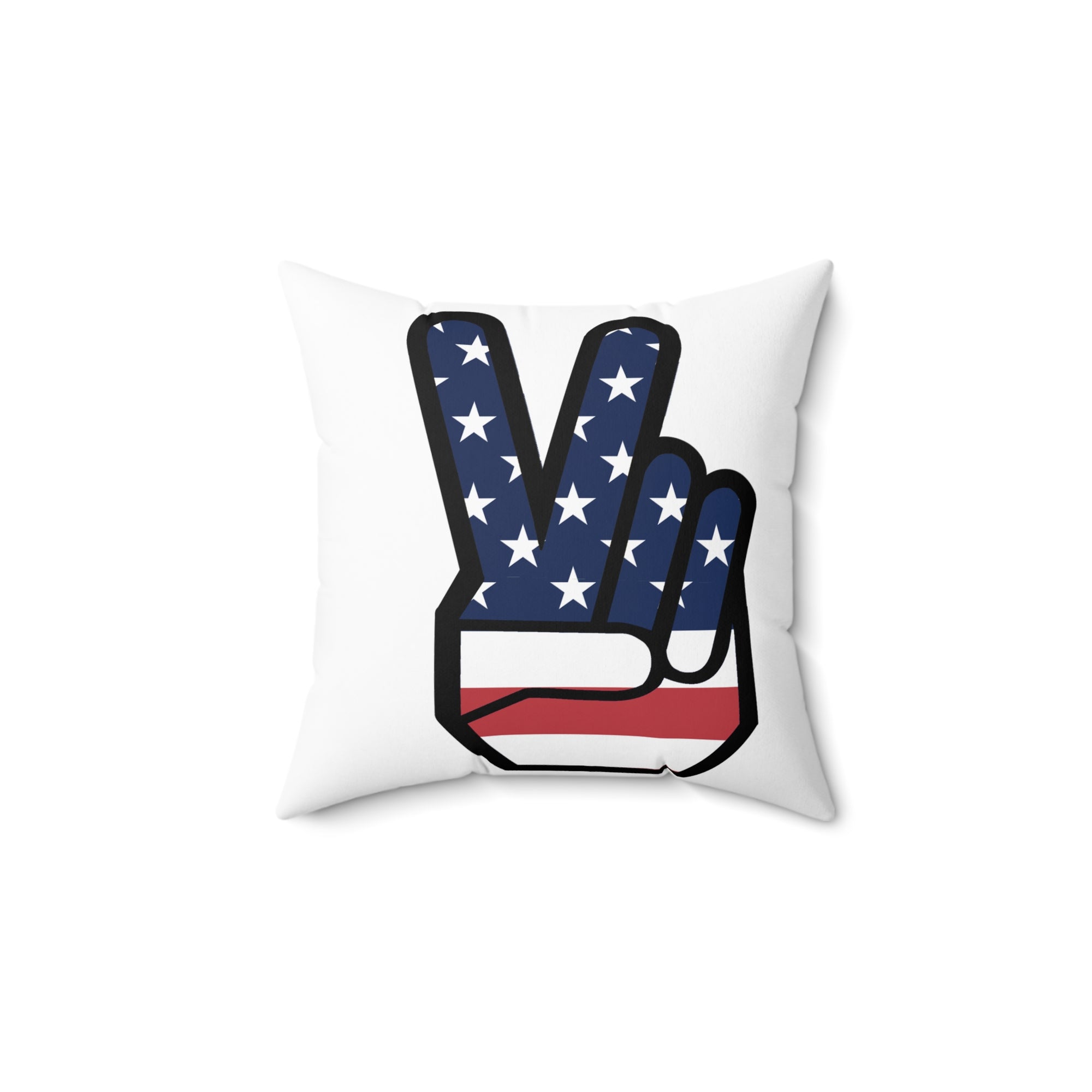 Patriotic Square Pillow - USA Heart & Peace Sign Design