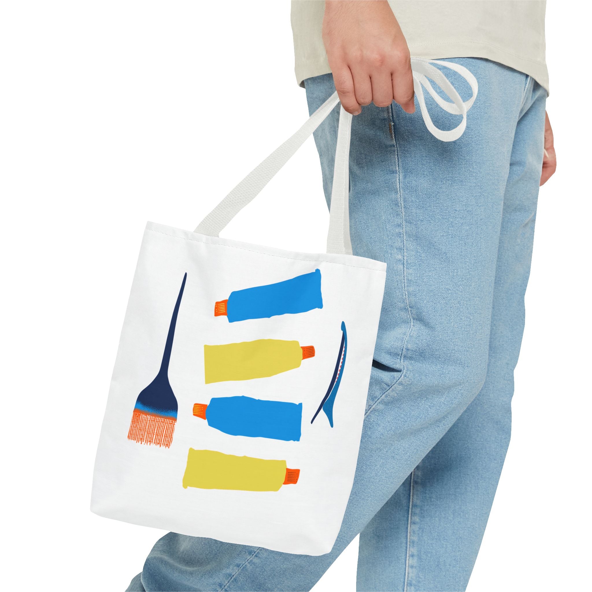 Paint Tubes and Brush Tote Bag | Abstract Art Supplies Tote