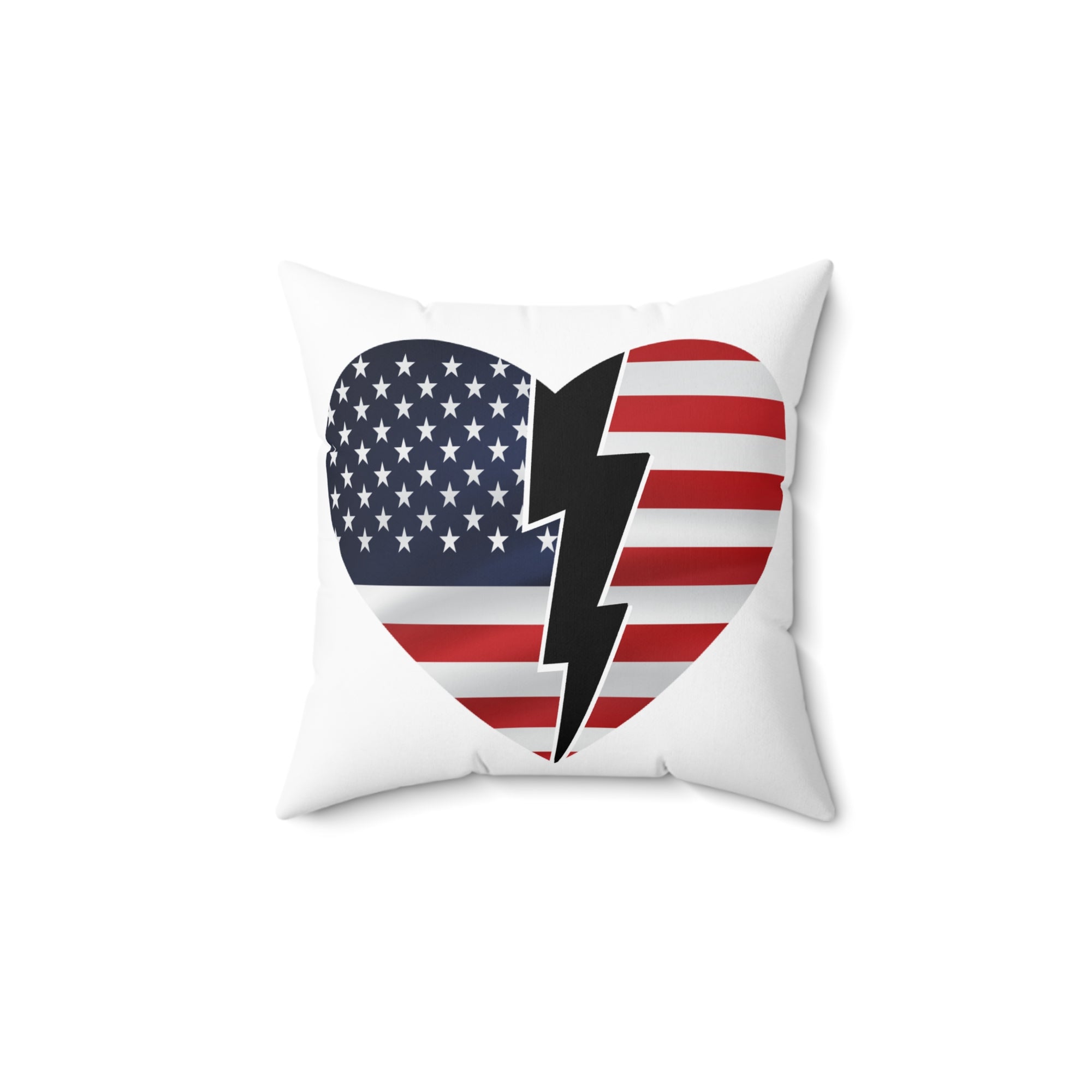 Patriotic Square Pillow - USA Heart & Peace Sign Design