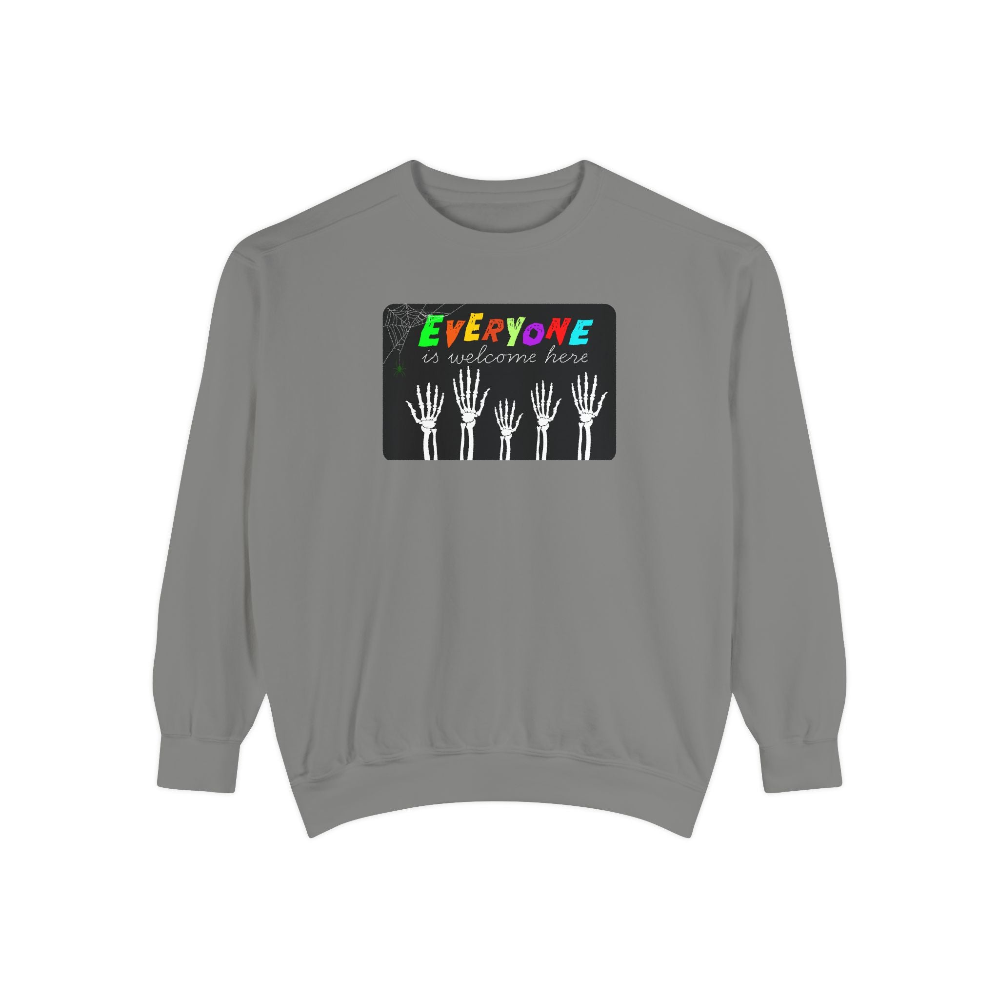 Everyone Is Welcome Here Skeleton Halloween Sweatshirt