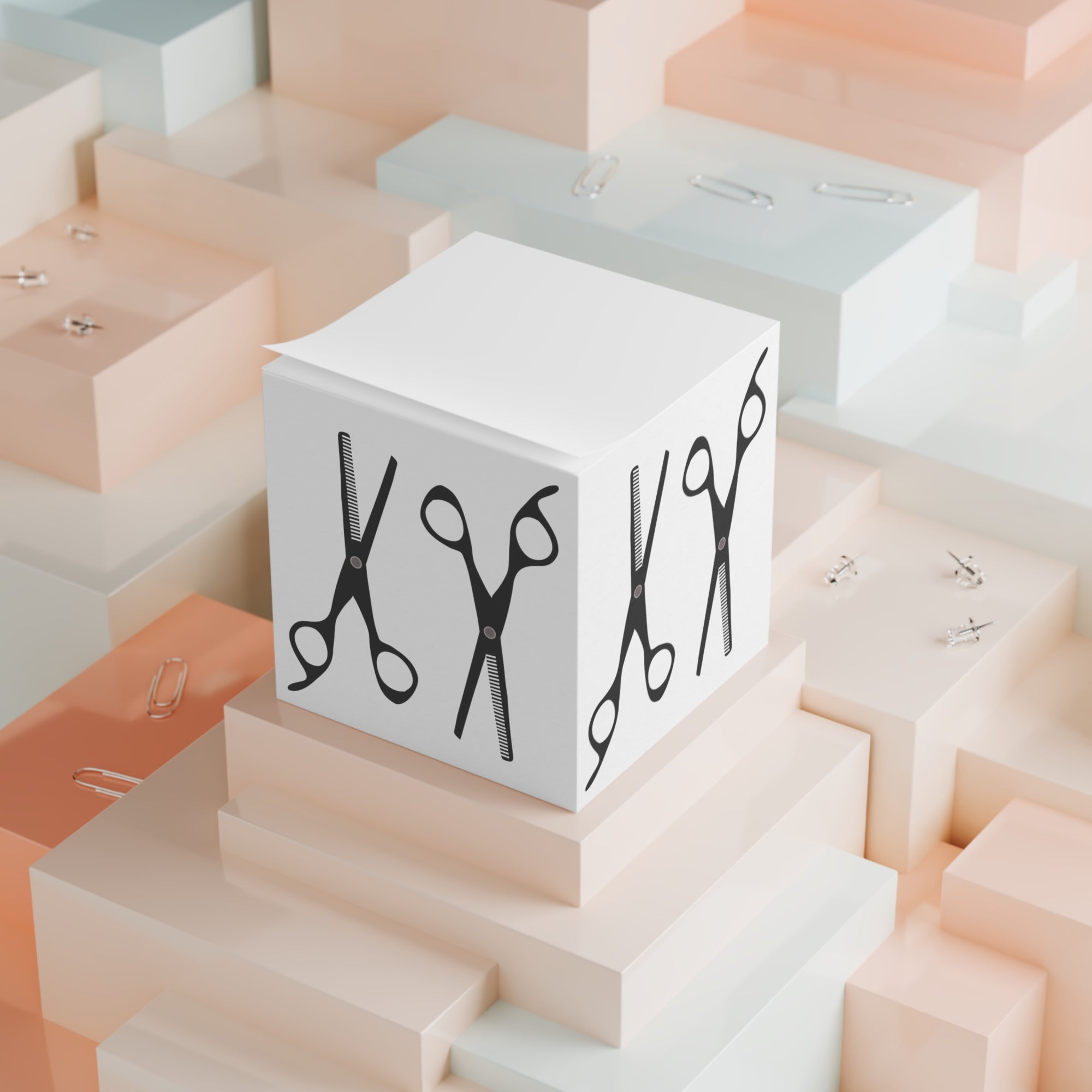 Scissor Icons Note Cube | Hair Stylist Desk Memo Block