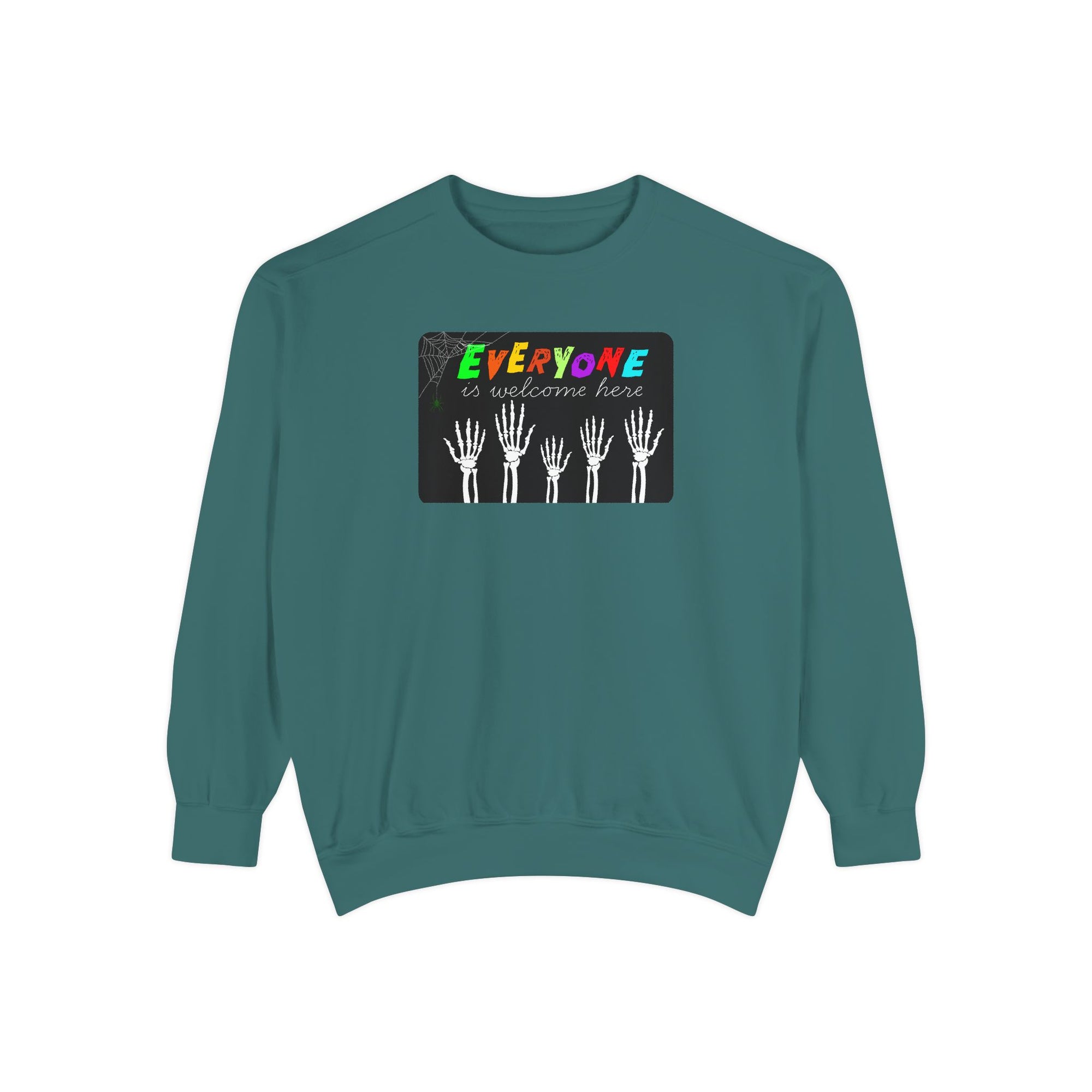Everyone Is Welcome Here Skeleton Halloween Sweatshirt