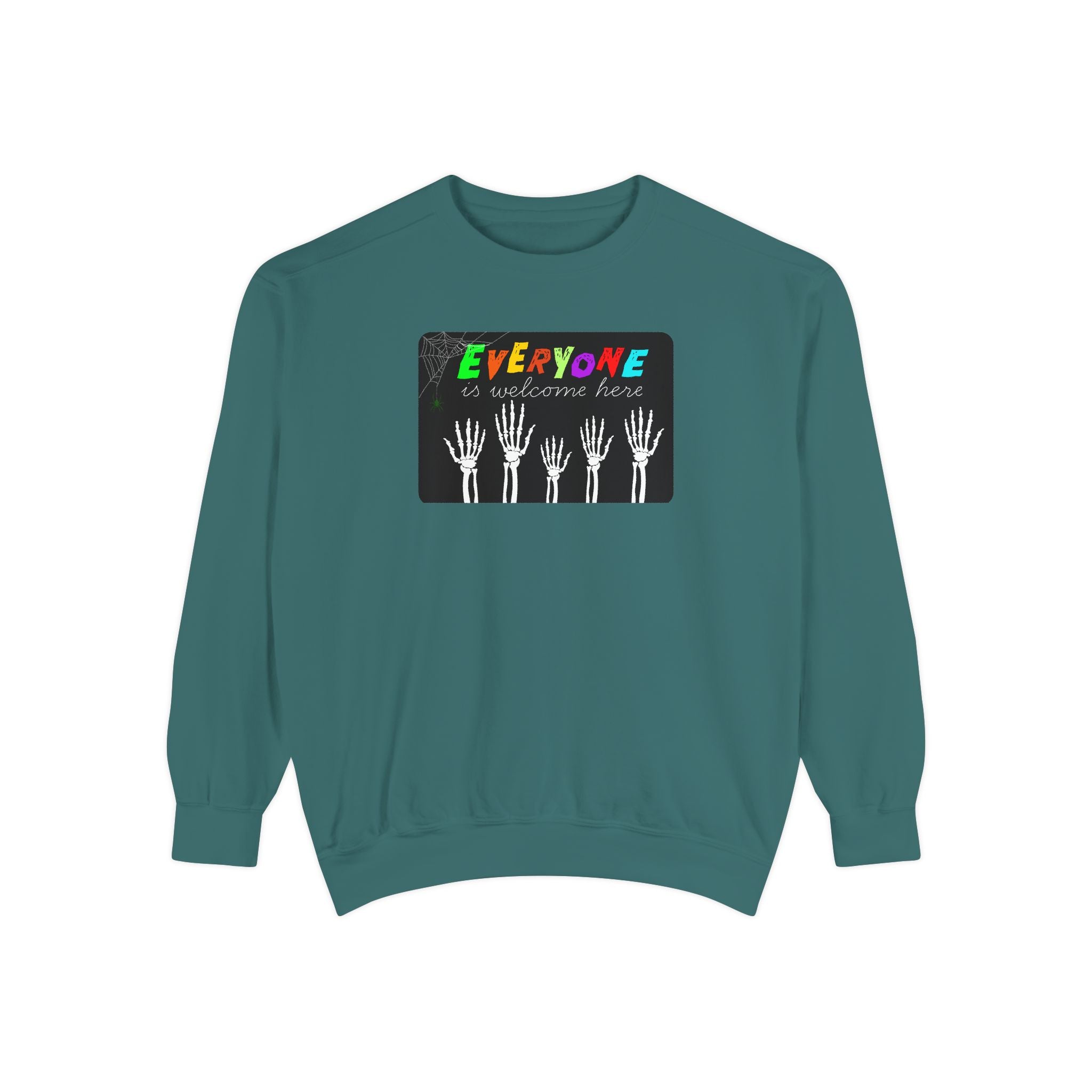 Everyone Is Welcome Here Skeleton Halloween Sweatshirt