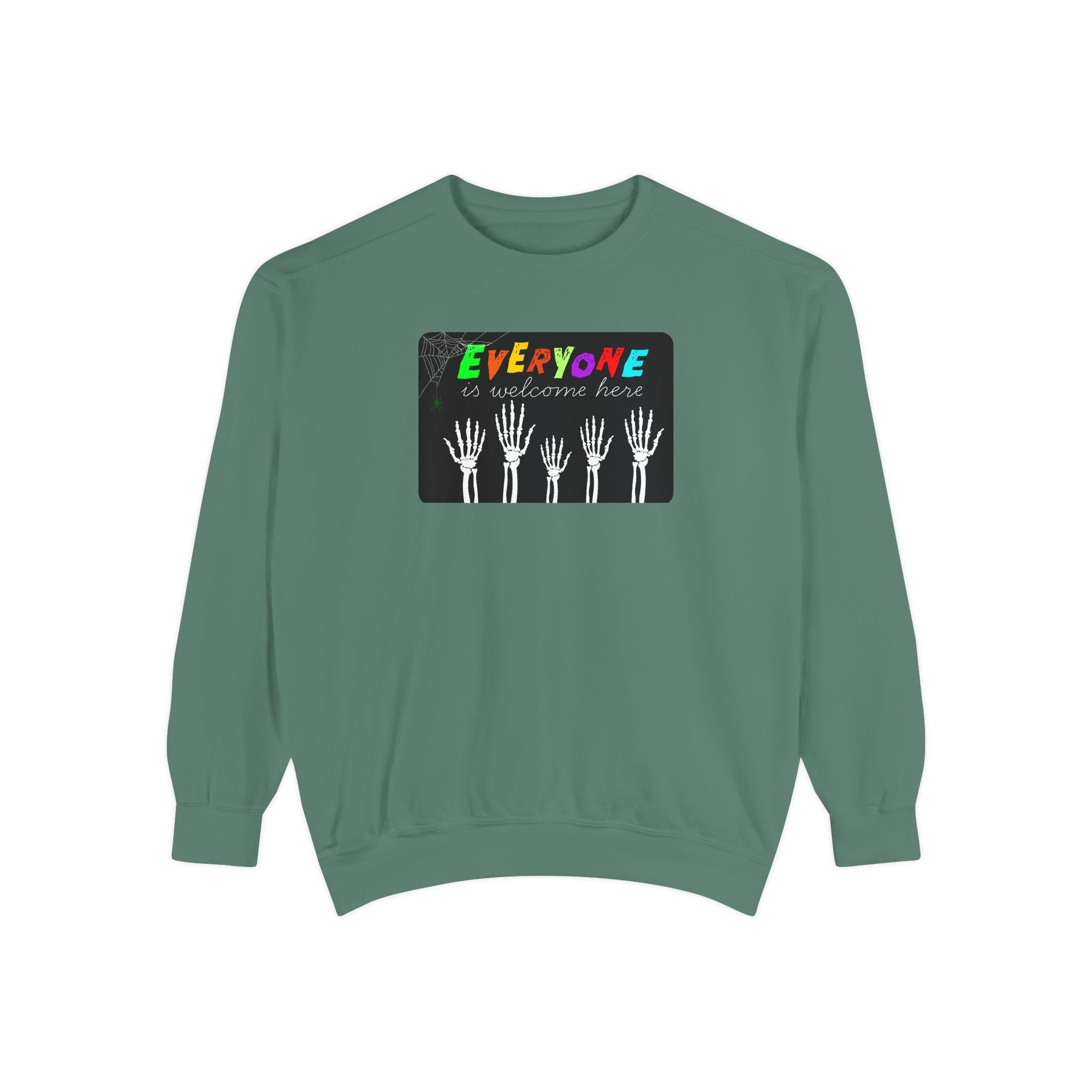 Everyone Is Welcome Here Skeleton Halloween Sweatshirt