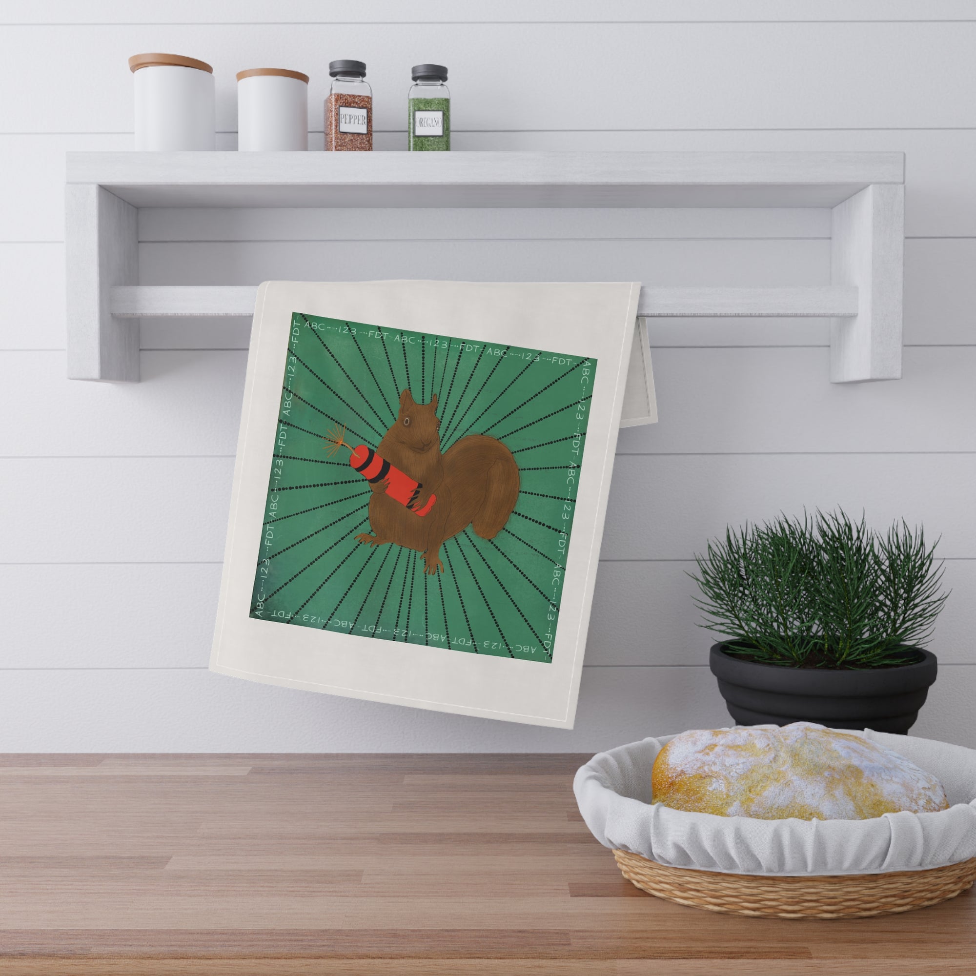 Dynamite Squirrel Tea Towel
