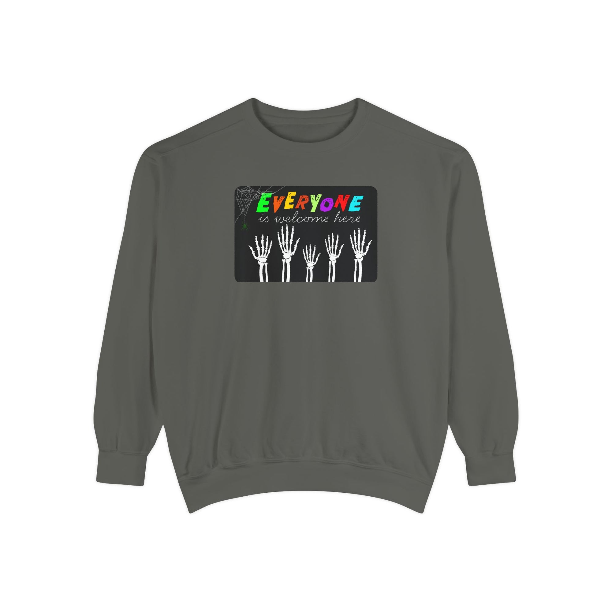 Everyone Is Welcome Here Skeleton Halloween Sweatshirt