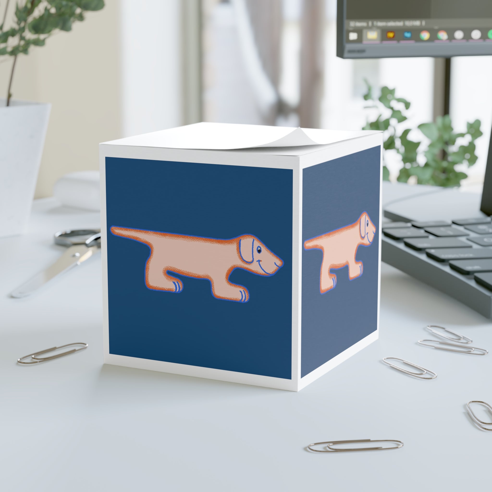 Dachshund Illustration Note Cube | Sticky Note Block