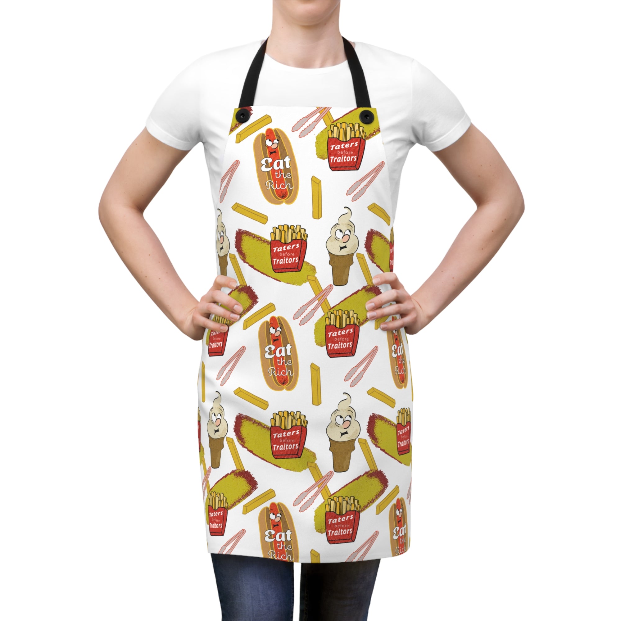 Humorous Cooking Apron - 'Eat the Rich' Design for Food Lovers