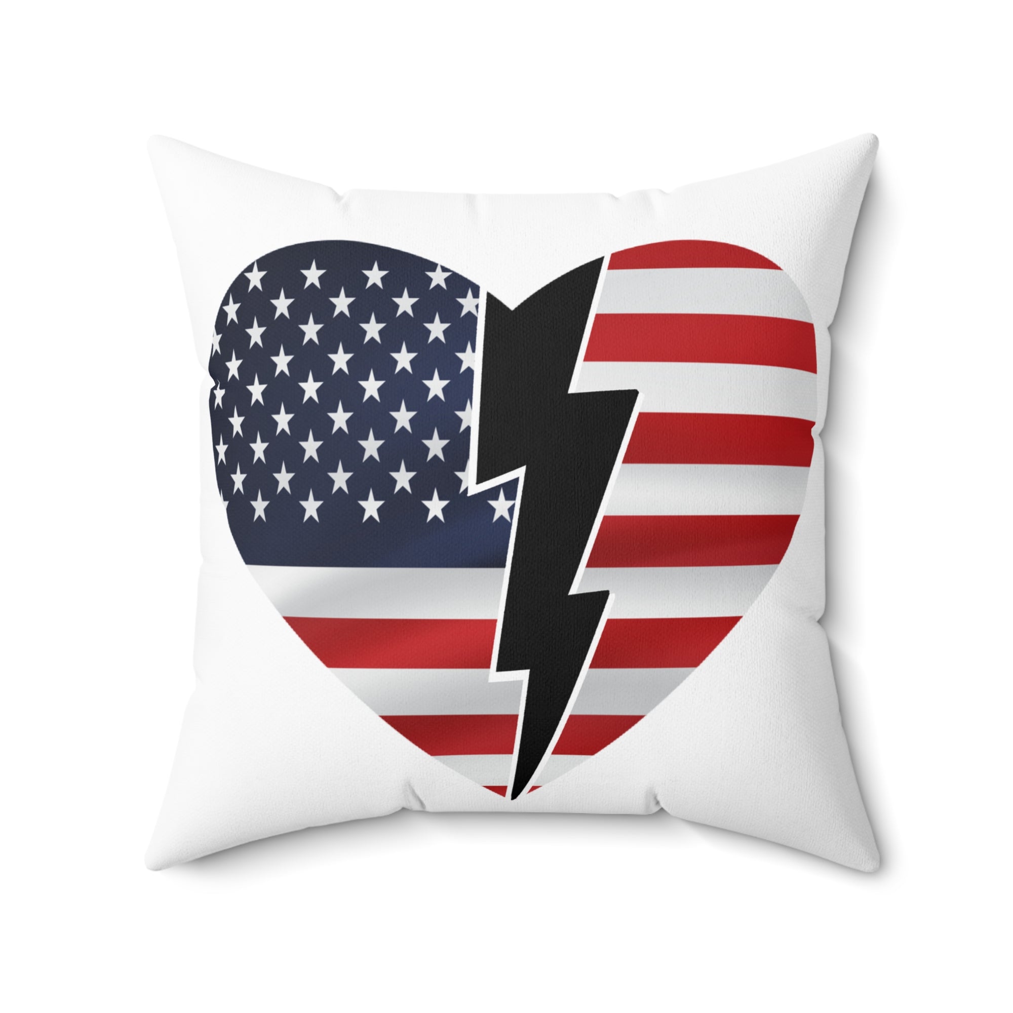 Patriotic Square Pillow - USA Heart & Peace Sign Design