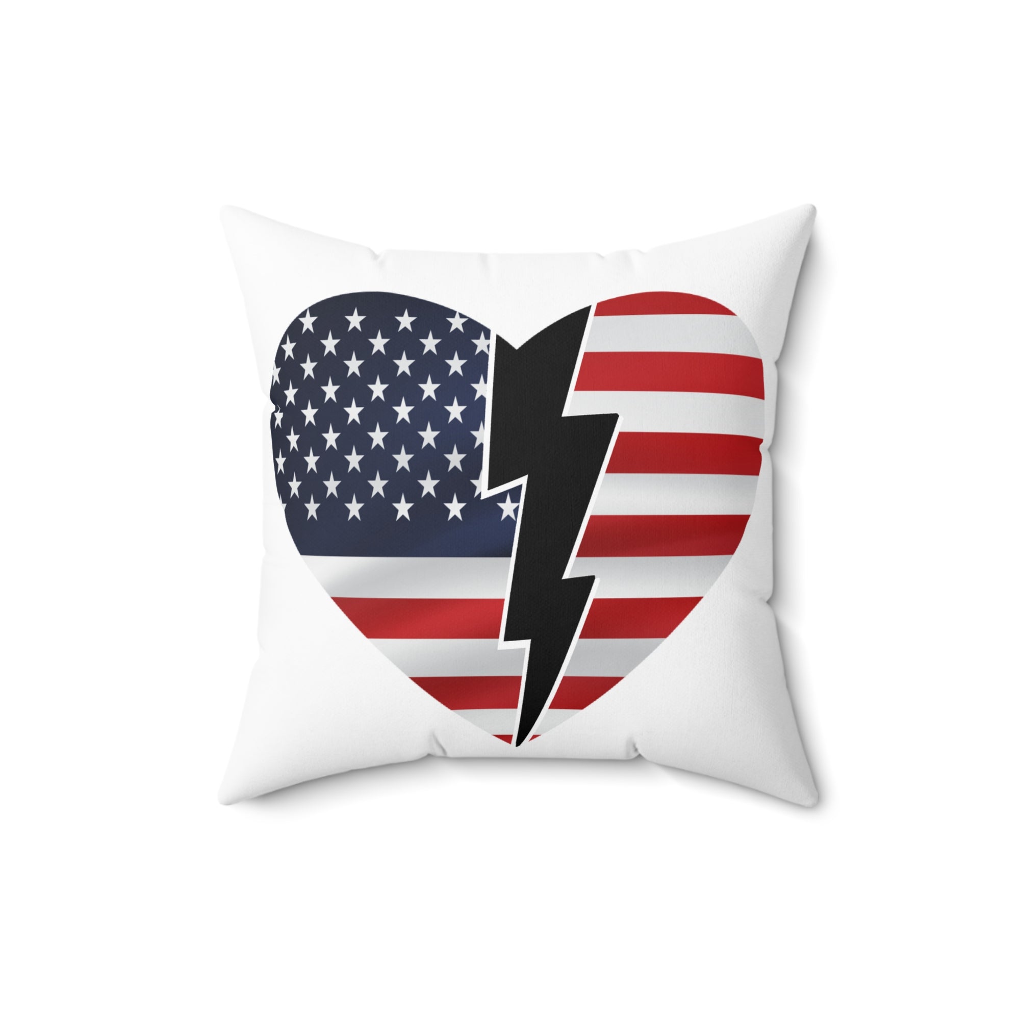 Patriotic Square Pillow - USA Heart & Peace Sign Design