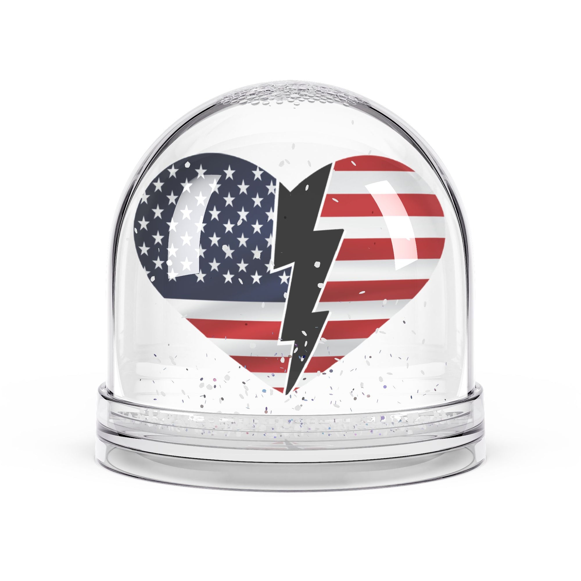 Patriotic Heart Snow Globe - USA Love & Division Decoration