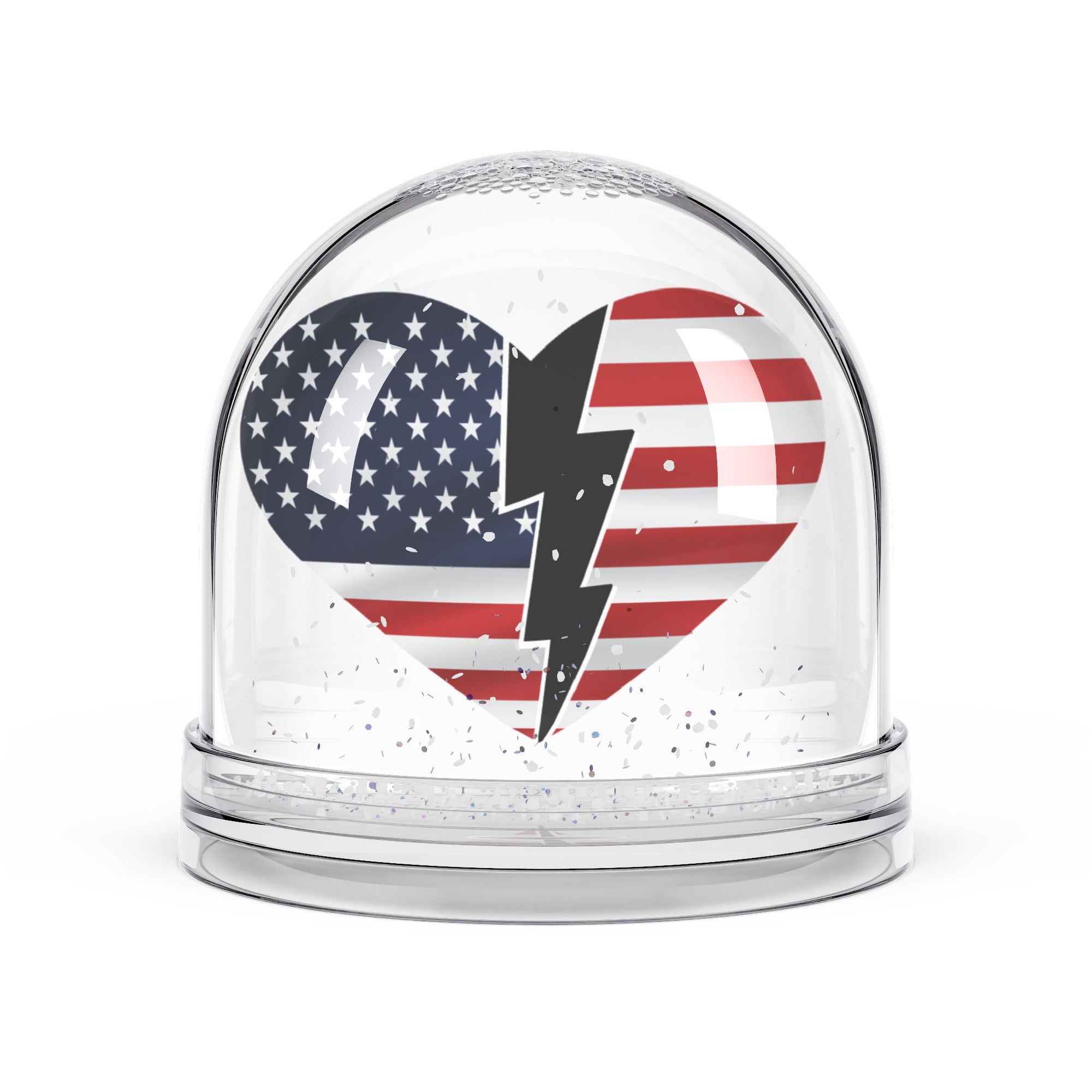 Patriotic Heart Snow Globe - USA Love & Division Decoration