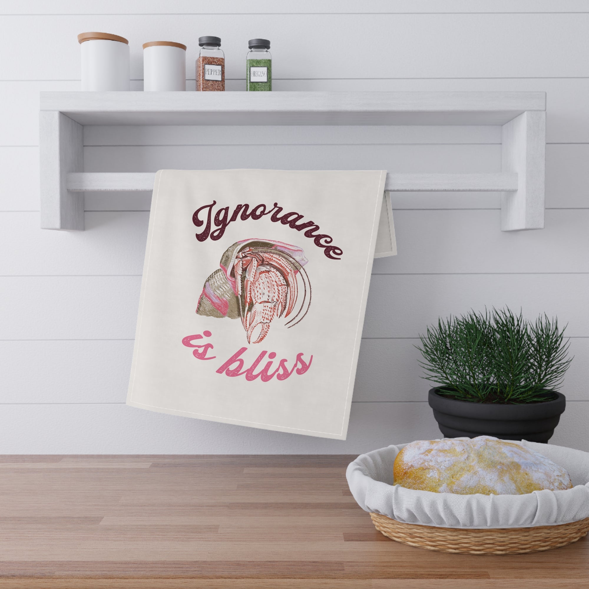 Ignorance is Bliss,  Hermit Crab Home Tea Towel