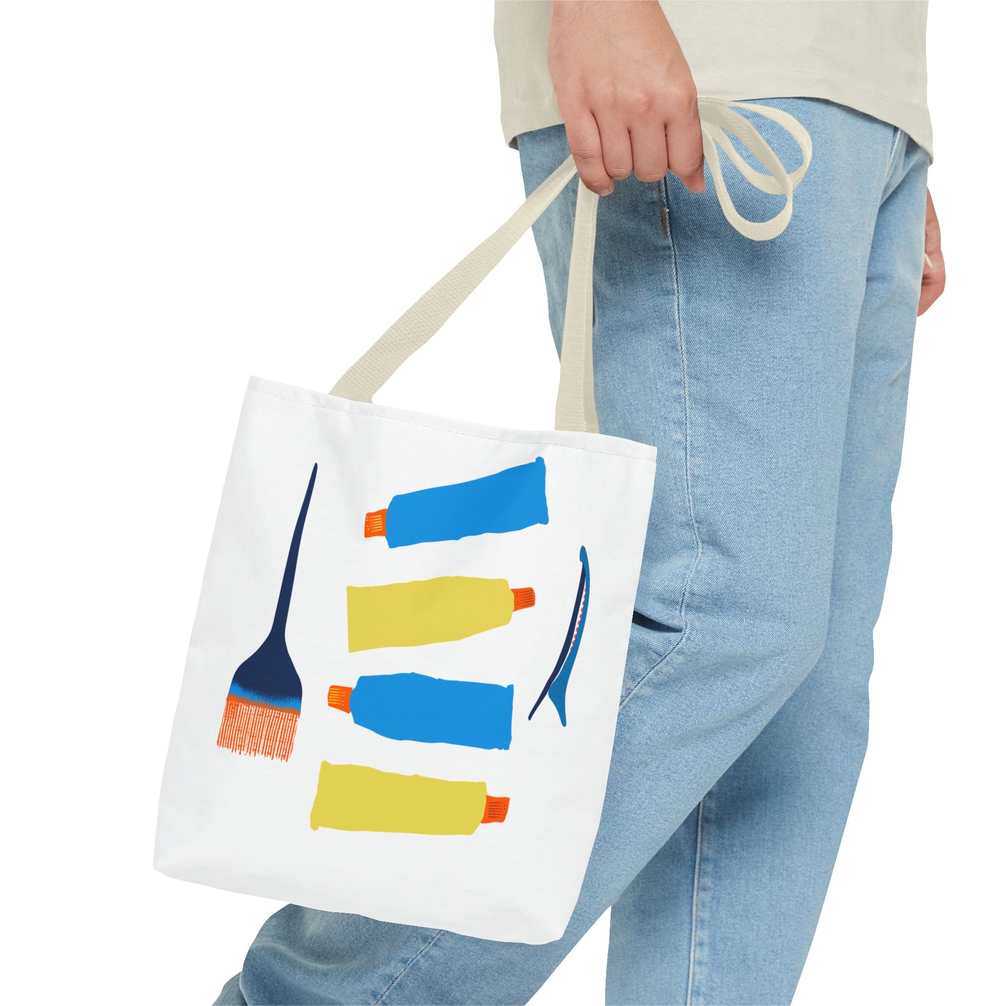 Paint Tubes and Brush Tote Bag | Abstract Art Supplies Tote