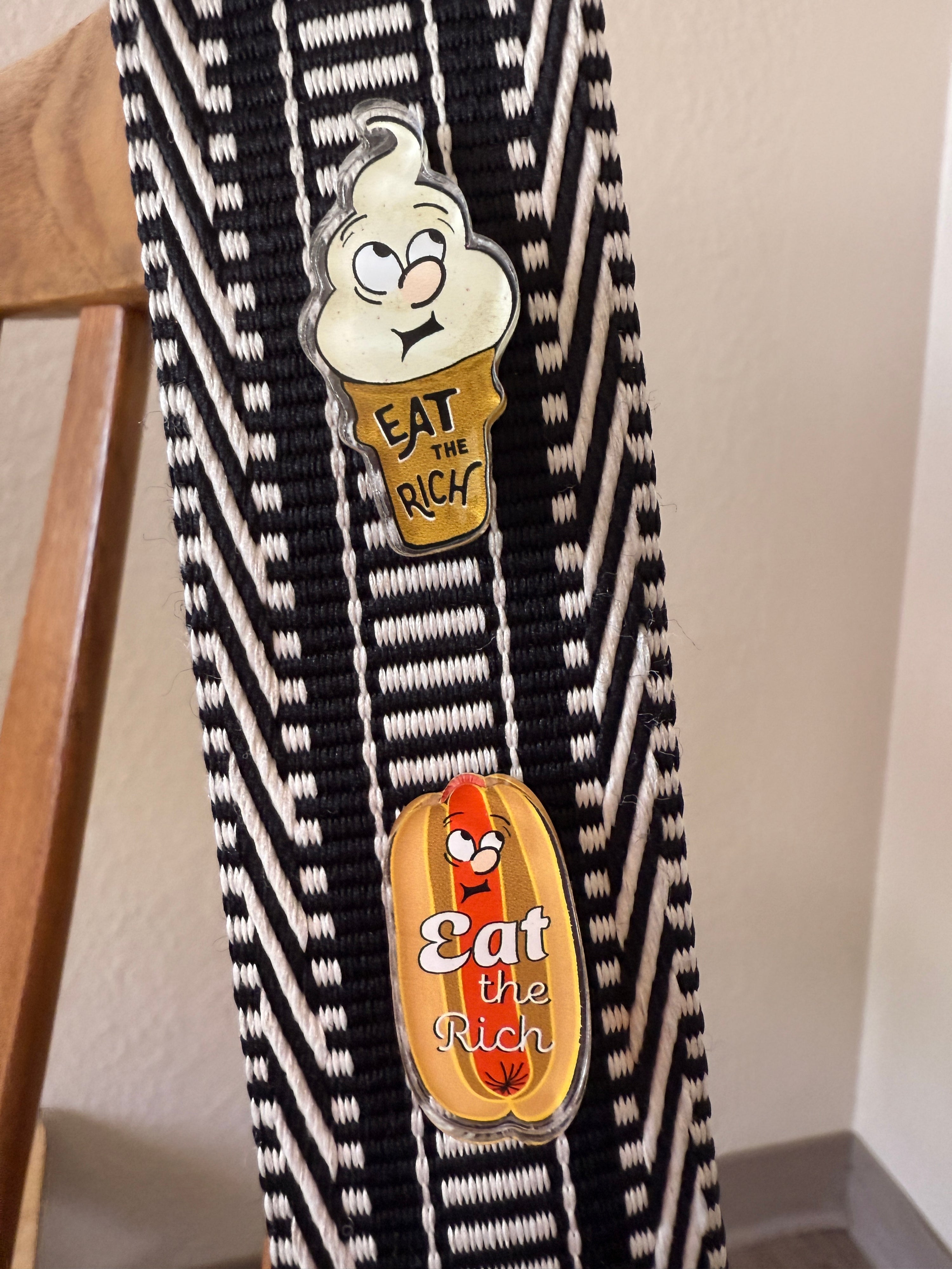 Eat The Rich Hot Dog Acrylic Pin