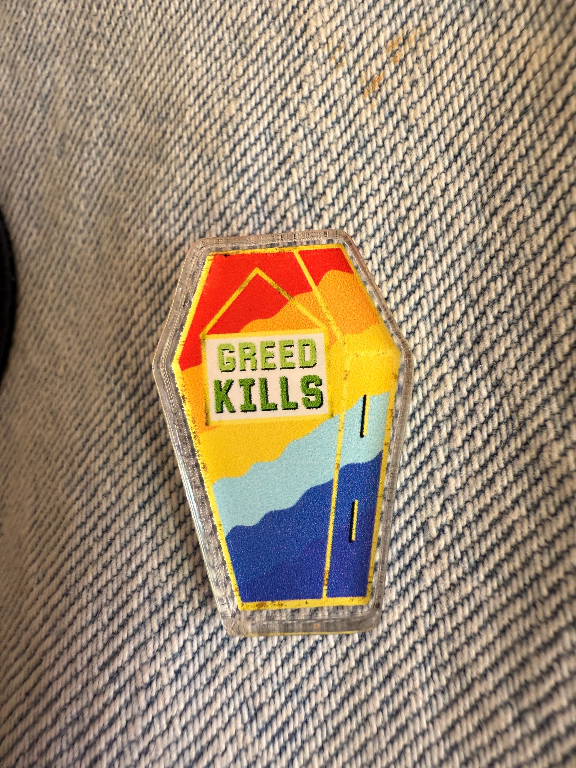 Greed Kills Rainbow Coffin