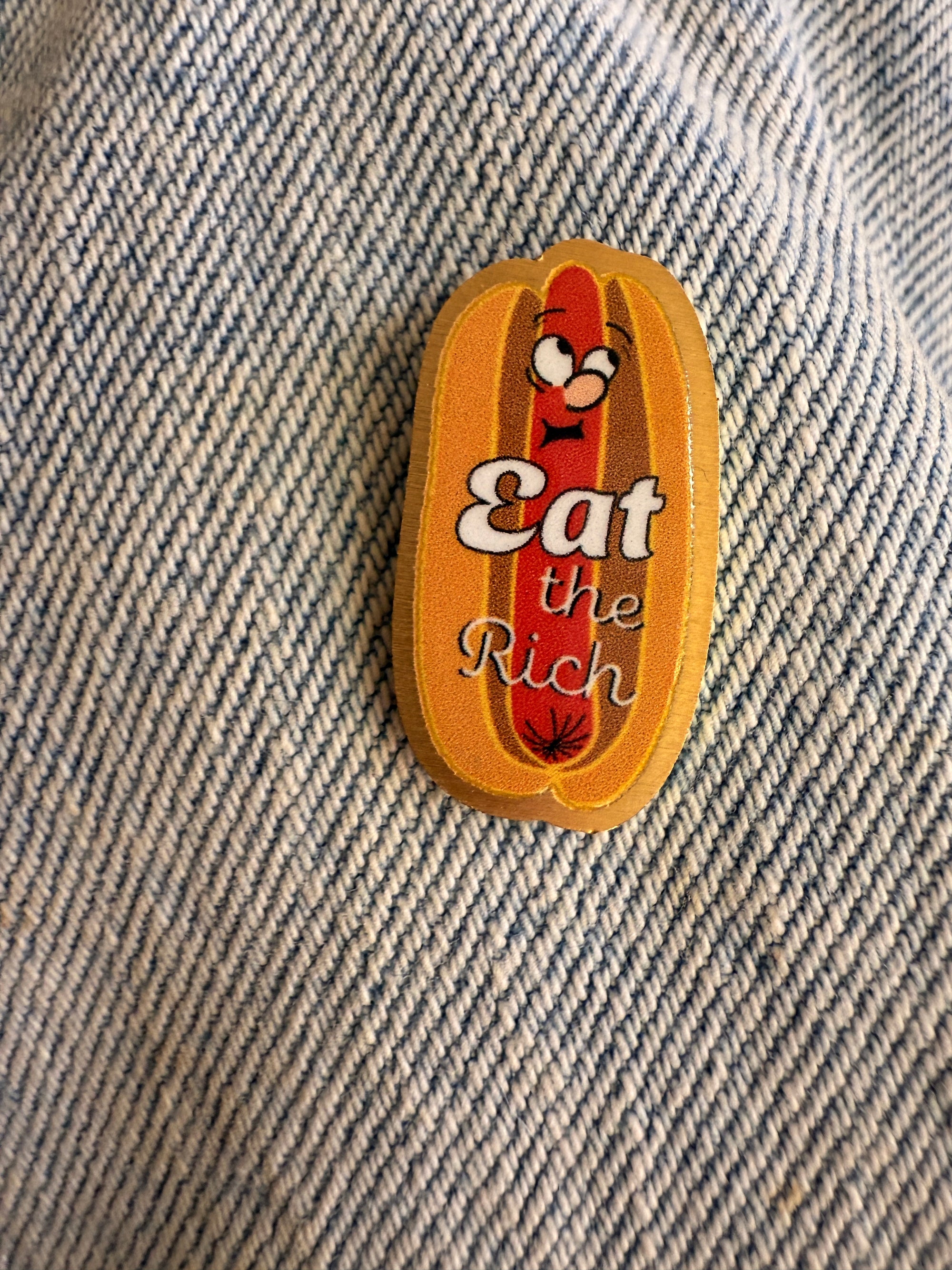 Eat The Rich Hot Dog Enamel Pin