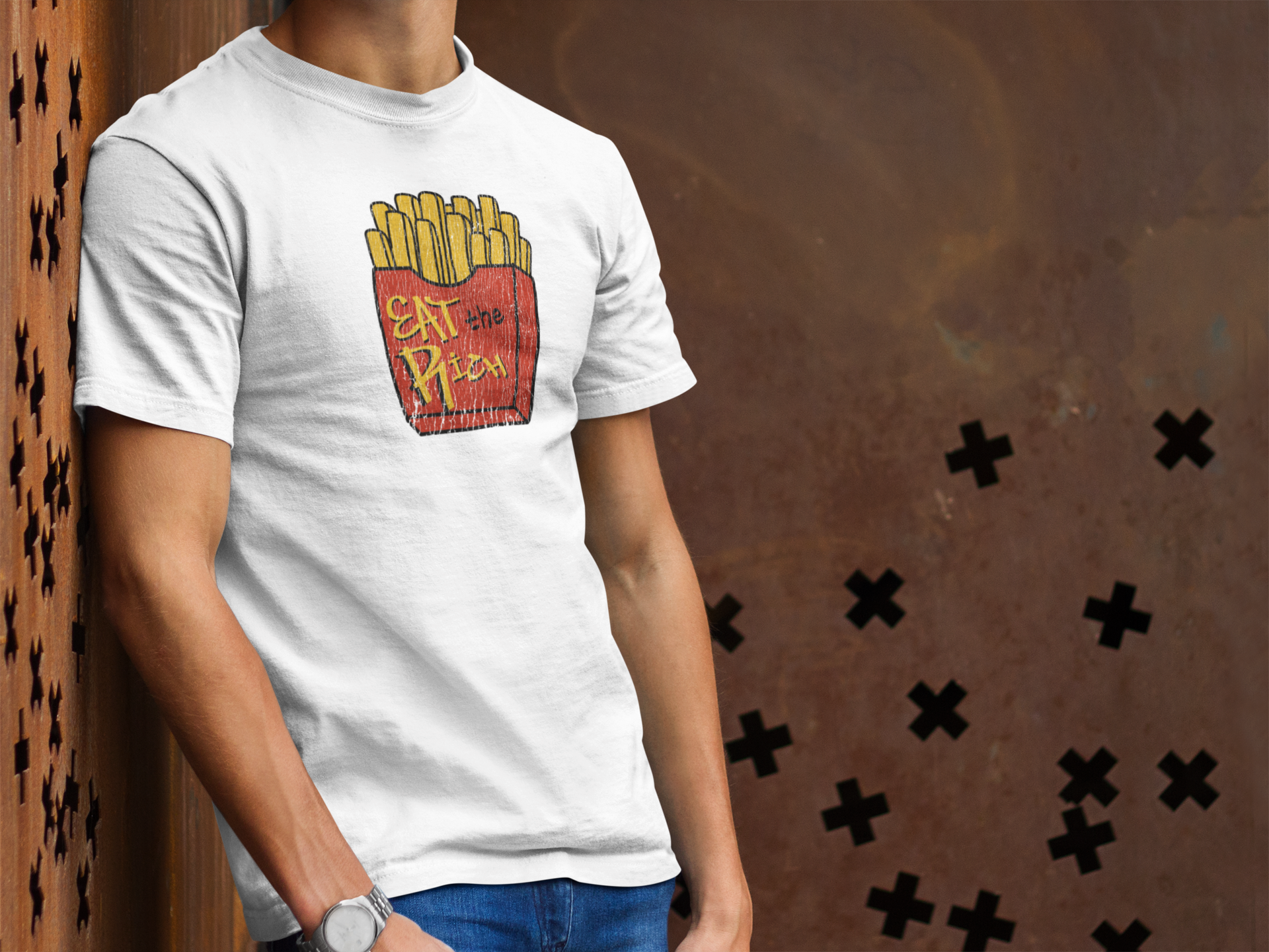 Eat The Rich Distressed Fries Tee