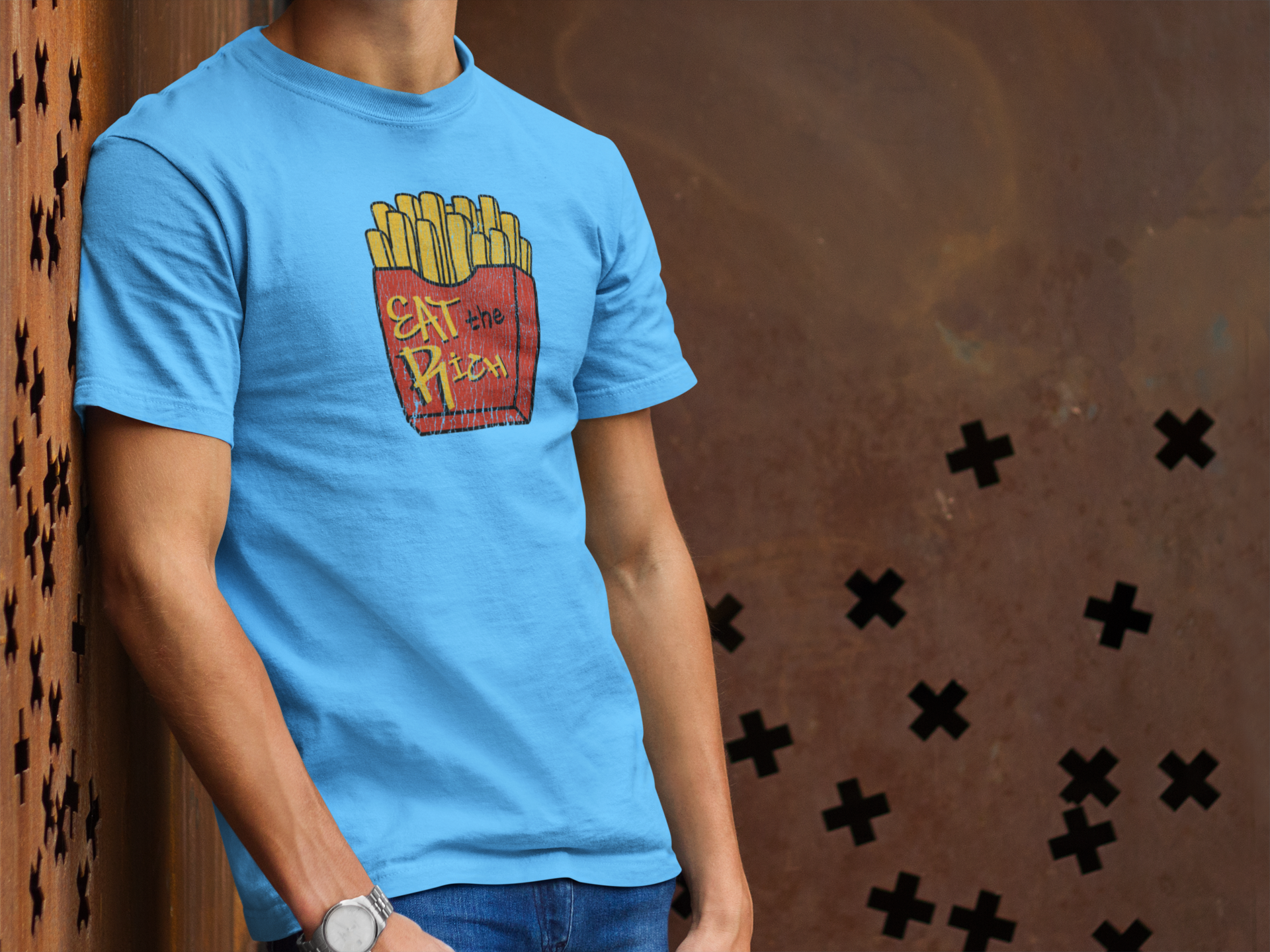 Eat The Rich Distressed Fries Tee